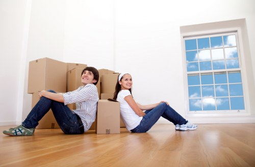 Packed boxes and furniture ready for a local home removal in Maida Vale
