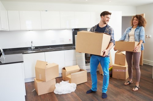 Packed boxes and furniture prepared for house removals in Maida Vale